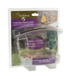 Audubon Wild Bird 1 Lb Plastic Window Mount Bird Feeder 2 Ports