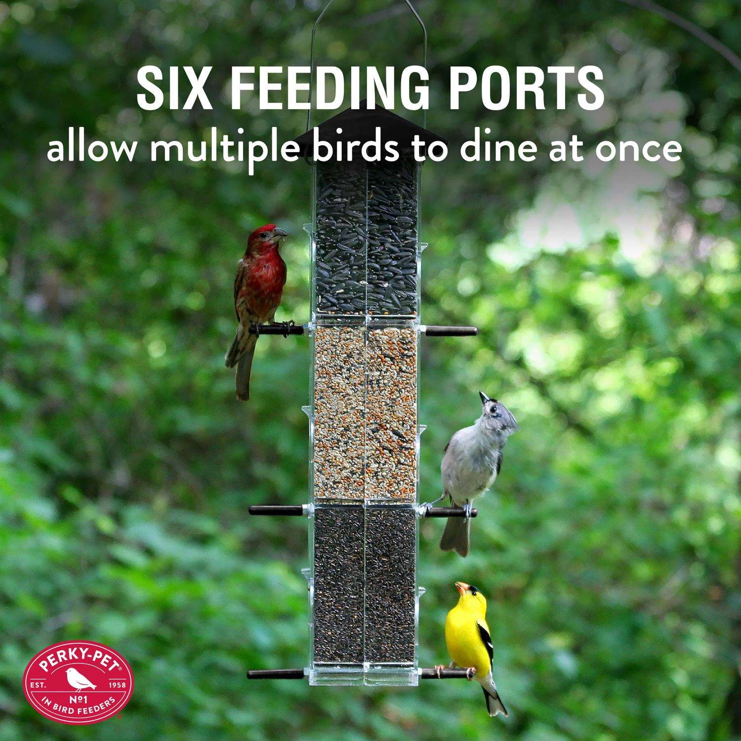 Perky-Pet Evenseed Wild Bird 3 Lb Plastic Silo Bird Feeder 6 Ports 5 Perky-Pet Evenseed Wild Bird 3 Lb Plastic Silo Bird Feeder 6 Ports - Image 5