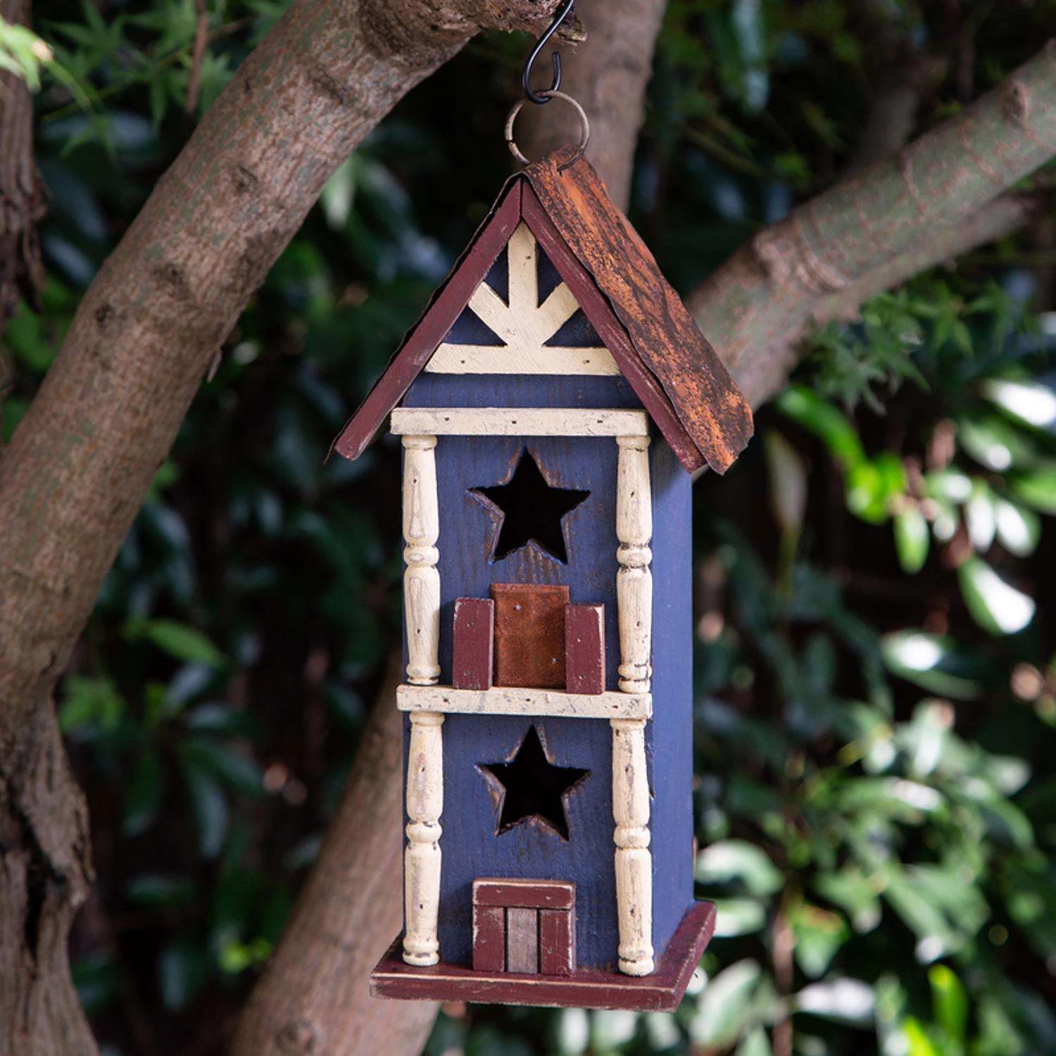 Glitzhome 12.6 In. H X 4.72 In. W X 4.72 In. L Wood Bird House 4 Glitzhome 12.6 In. H X 4.72 In. W X 4.72 In. L Wood Bird House - Image 4