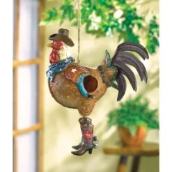 Songbird Valley Rooster Sheriff 13 In. H X 10.25 In. W X 5.1 In. L Metal Bird House