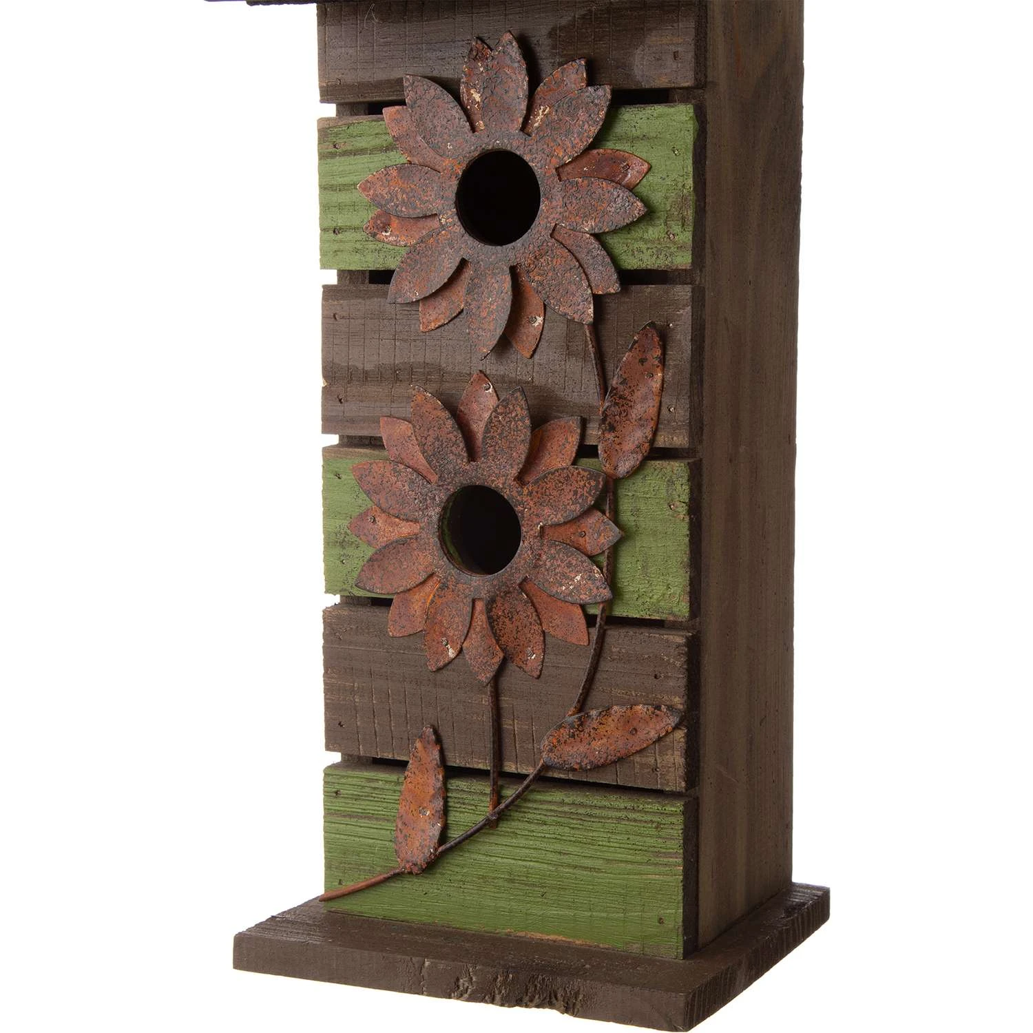 Glitzhome 14.45 In. H X 5.04 In. W X 5.31 In. L Metal And Wood Bird House 3 Glitzhome 14.45 In. H X 5.04 In. W X 5.31 In. L Metal And Wood Bird House - Image 3