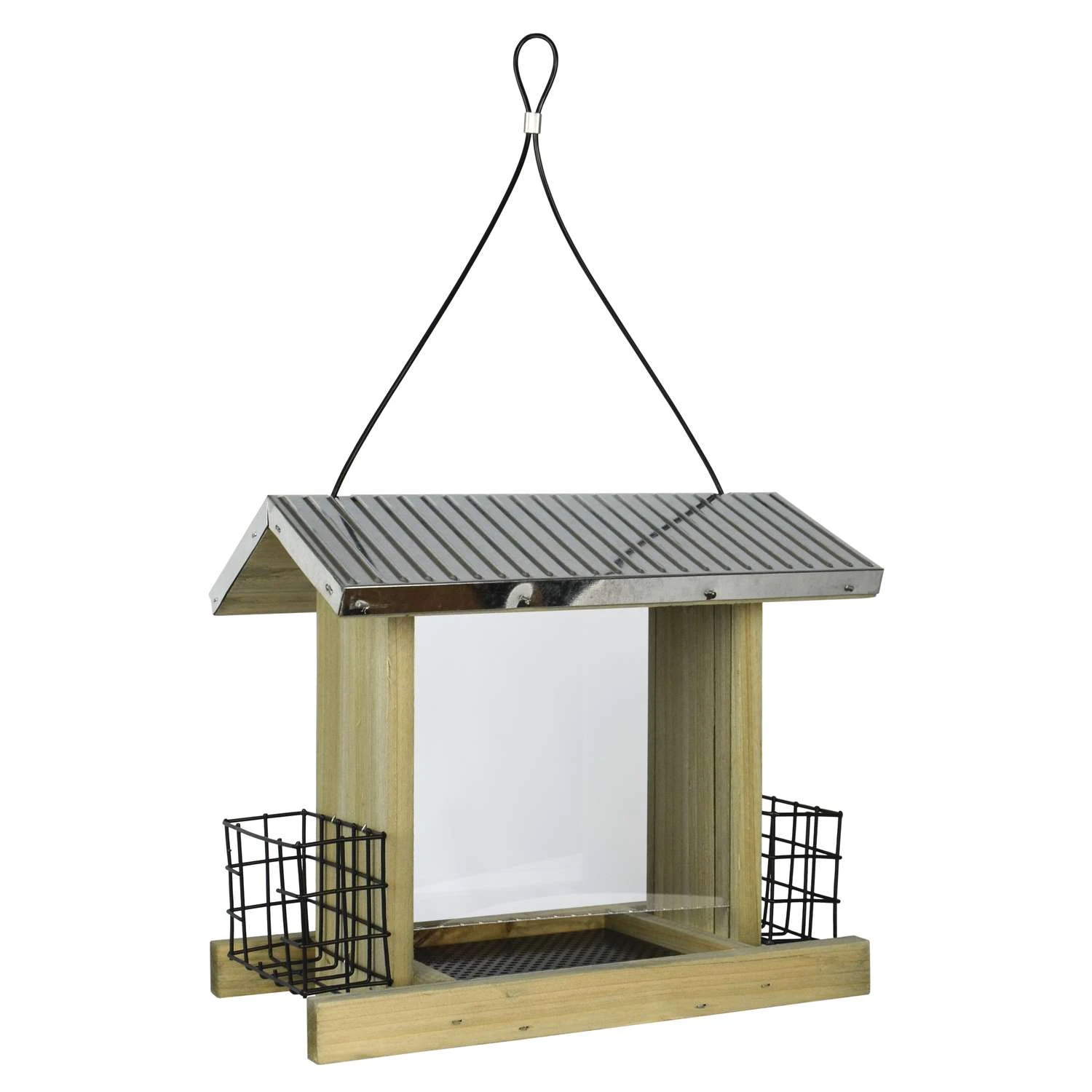Nature's Way 6 Lb Cedar Hopper Bird Feeder 2 Ports 2 Nature's Way 6 Lb Cedar Hopper Bird Feeder 2 Ports - Image 2