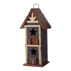 Glitzhome 12.6 In. H X 4.72 In. W X 4.72 In. L Wood Bird House