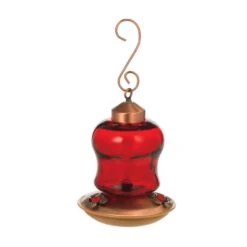 Audubon Hummingbird 14 Oz Glass/Metal Bottle Nectar Feeder 3 Ports