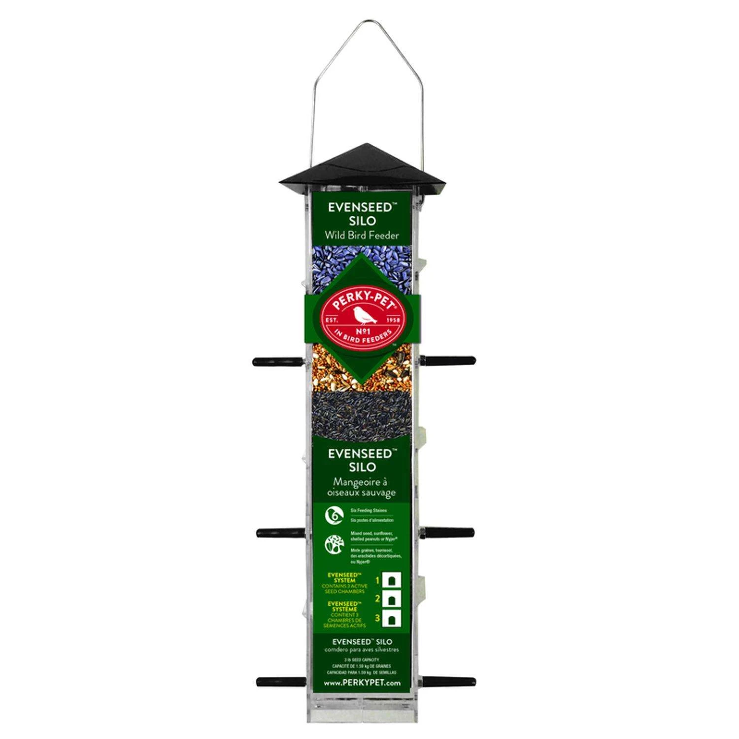 Perky-Pet Evenseed Wild Bird 3 Lb Plastic Silo Bird Feeder 6 Ports 1 Perky-Pet Evenseed Wild Bird 3 Lb Plastic Silo Bird Feeder 6 Ports