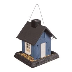 North States Blue Cottage Wild Bird 5 Lb Plastic Hopper Bird Feeder 4 Ports