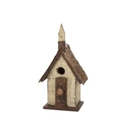Glitzhome 13.9 In. H X 5 In. W X 7.28 In. L Metal And Wood Bird House