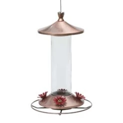 Perky-Pet Hummingbird 12 Oz Copper/Glass Nectar Feeder 4 Ports